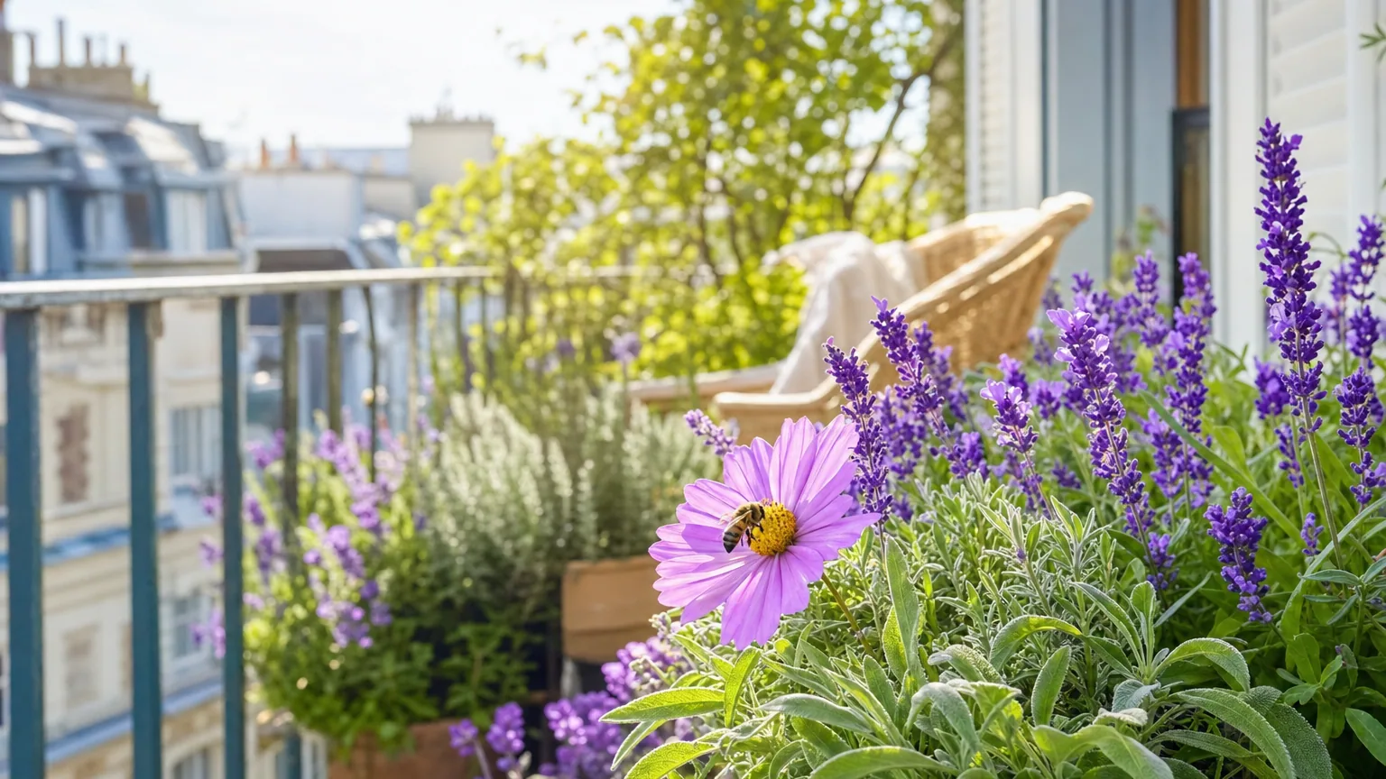 Un balcon accueillant pour les abeilles et les papillons cet été